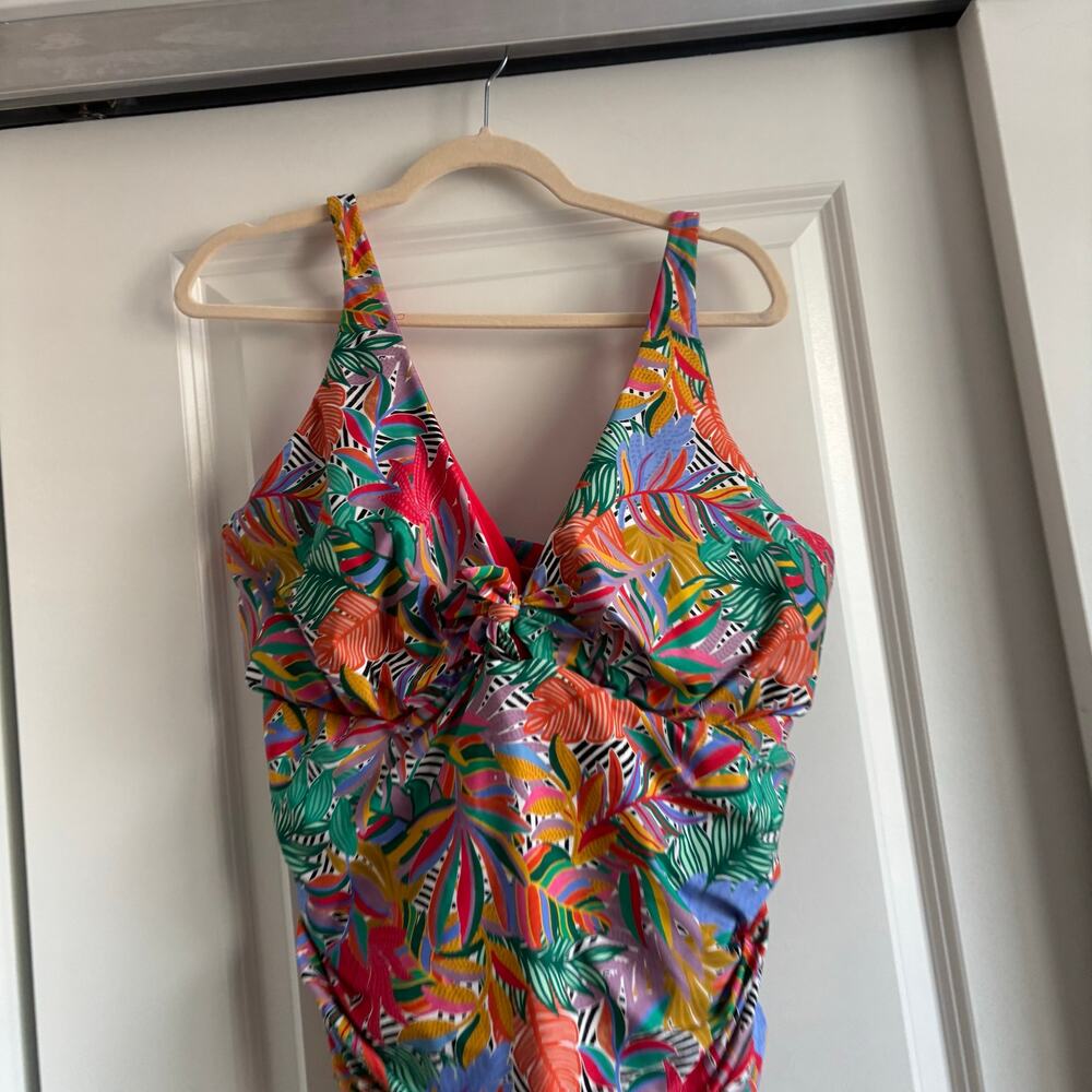 Birdsong Women’s Colorful One Piece Swimsuit Ruched Sz 16J Flattering - Picture 2 of 8